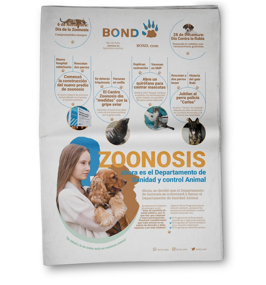 Hoja del diario BOND impresa